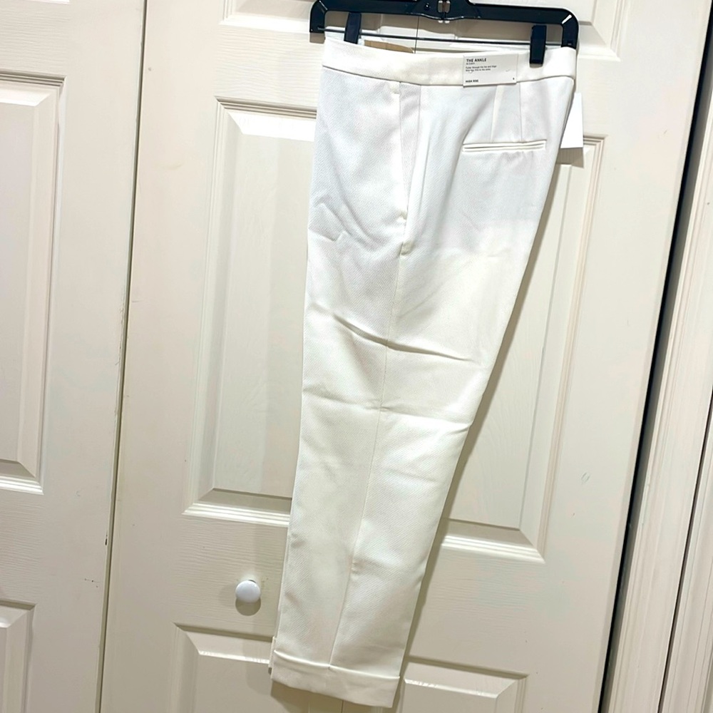 NWT white pique pants with cuff at ankle pocket lined